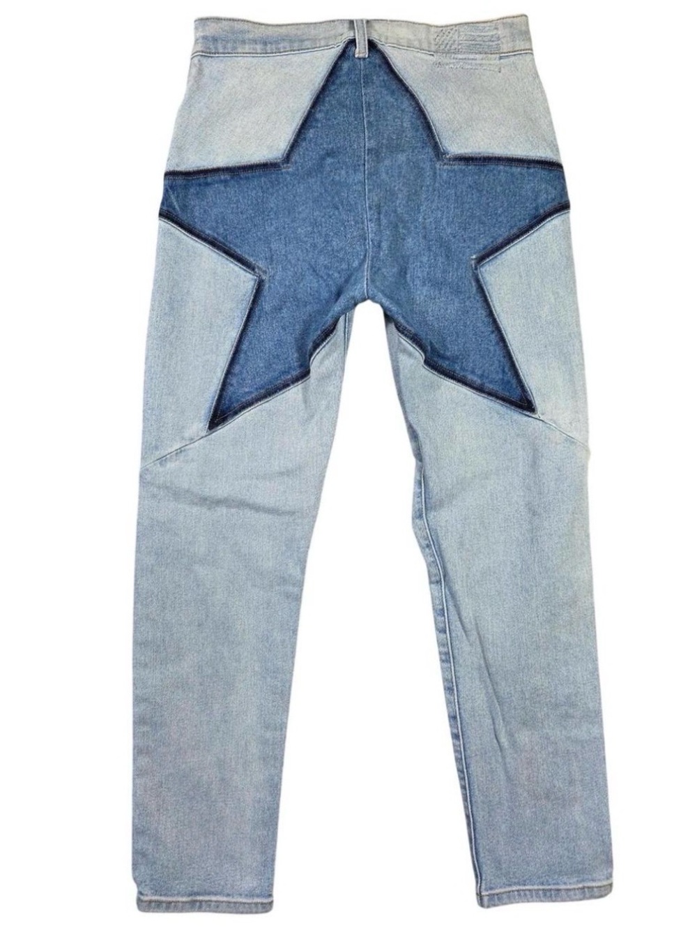 REVICE Two-Tone Light Blue Jeans with Dark Blue Star Back Panel